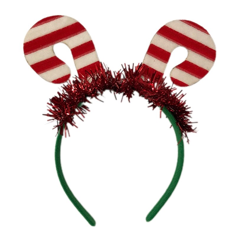 Обруч для волос с конфетной тростью, блестящая мишура, рождественская повязка на голову, милое праздничное украшение