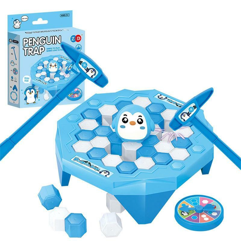 ชุดของเล่นเกมทำลายน้ำแข็งเพนกวินบล็อกเคาะสมดุลก้อนน้ำแข็งตลกเกมกระดานแบบโต้ตอบสำหรับเด็ก