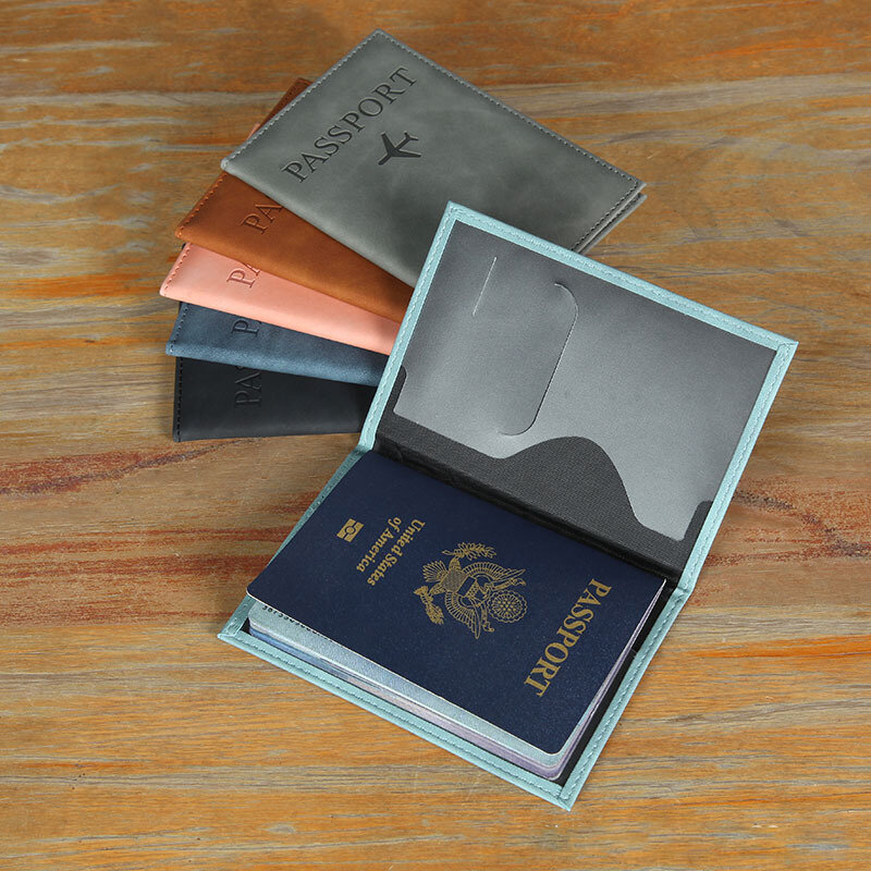 Sarung dompet perjalanan sampul paspor nama Laser tunangan untuk paspor Passeport nomor personal