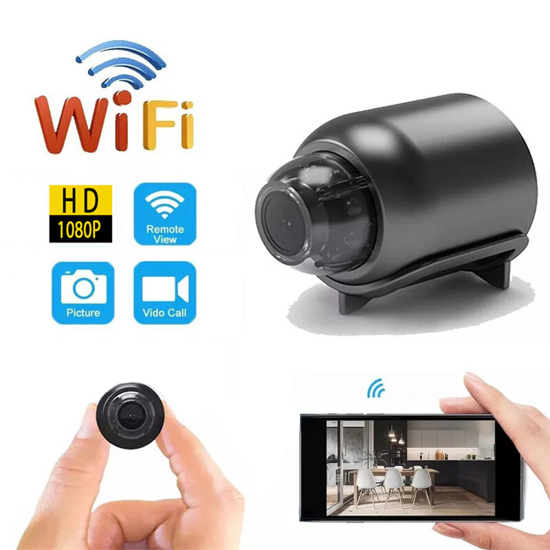 Mini caméra de surveillance intérieure IP WiFi HD 1080p, dispositif de sécurité sans fil, babyphone vidéo, vision nocturne, enregistreur audio