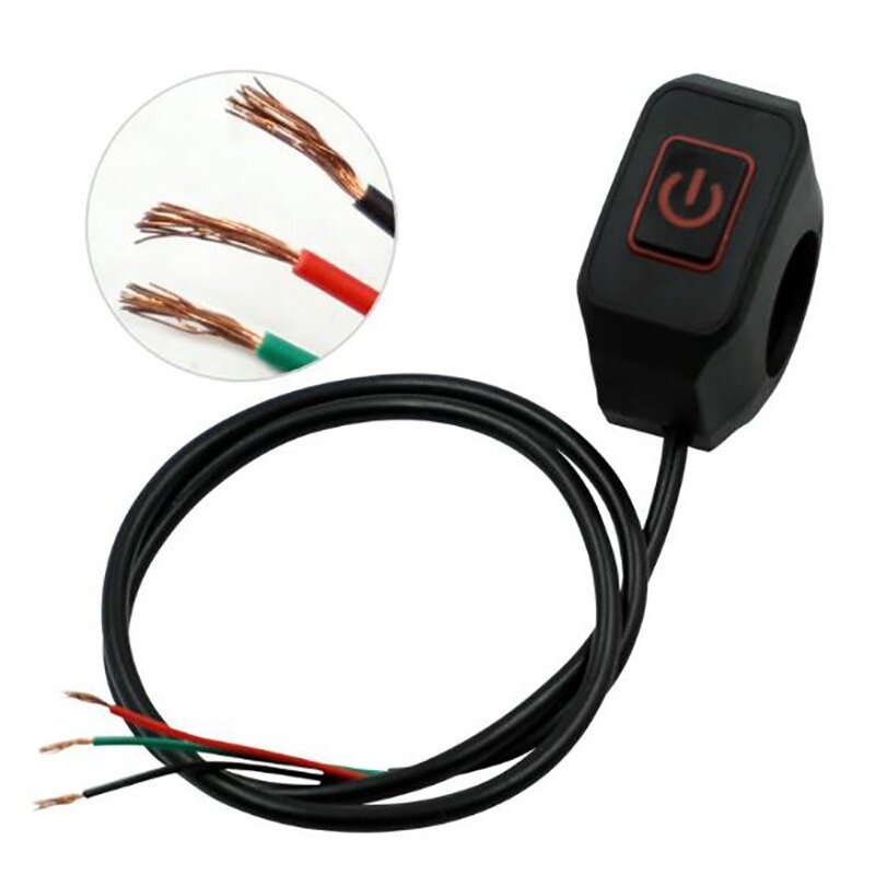 22mm Motorcycle Switch with LED Light Momentry Buttton Handlebar Mount Headlight Horn Control Waterproof Modified Switch