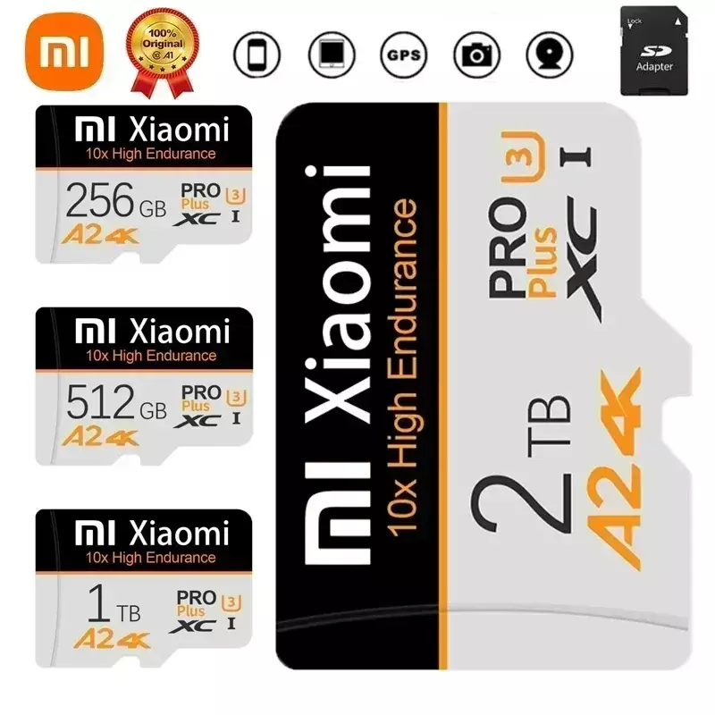 Xiaomi High Speed Micro SD Card, Cartão de Memória Flash Original, Telefone móvel, Computador, Câmera, TF, 2TB, 1TB