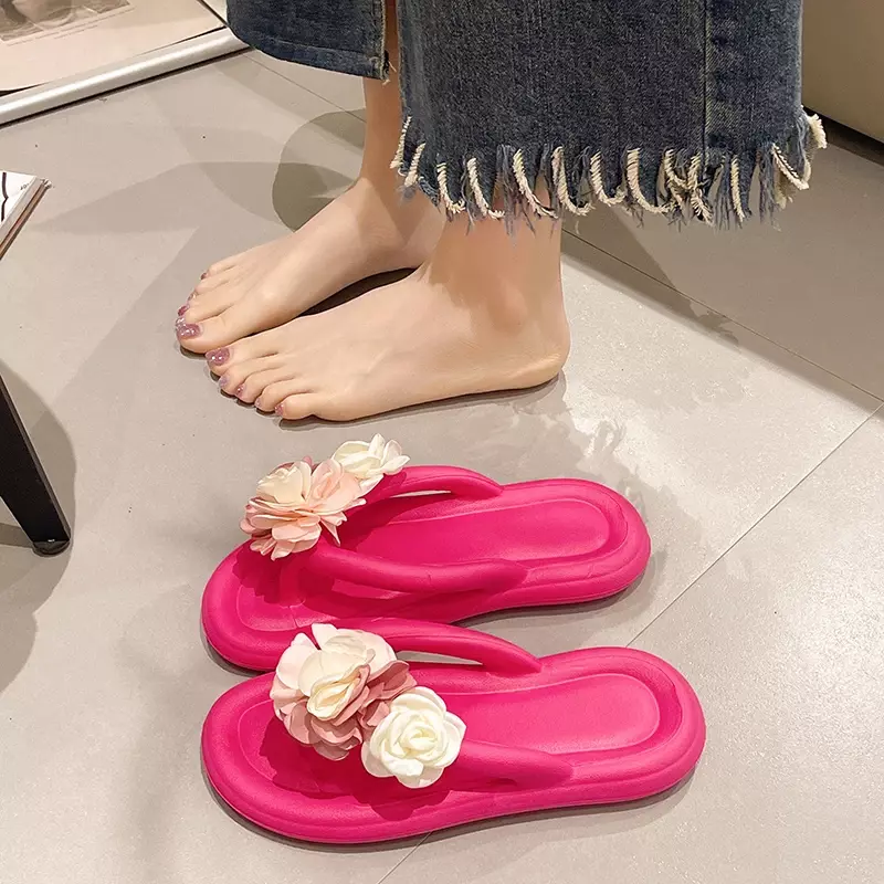 Summer Flat Shoes for Women Fashion Flower Women's Casual EVA Slippers New Outdoor Slip on Light Women's Platform Flip Flops
