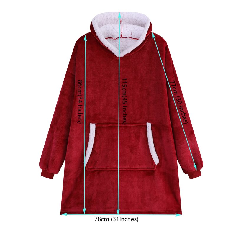 Manta de Sherpa con mangas para invierno, sudadera de lana de felpa Ultra, de color rosa Sudadera con capucha, gris, vino, azul, mantas de franela cálida