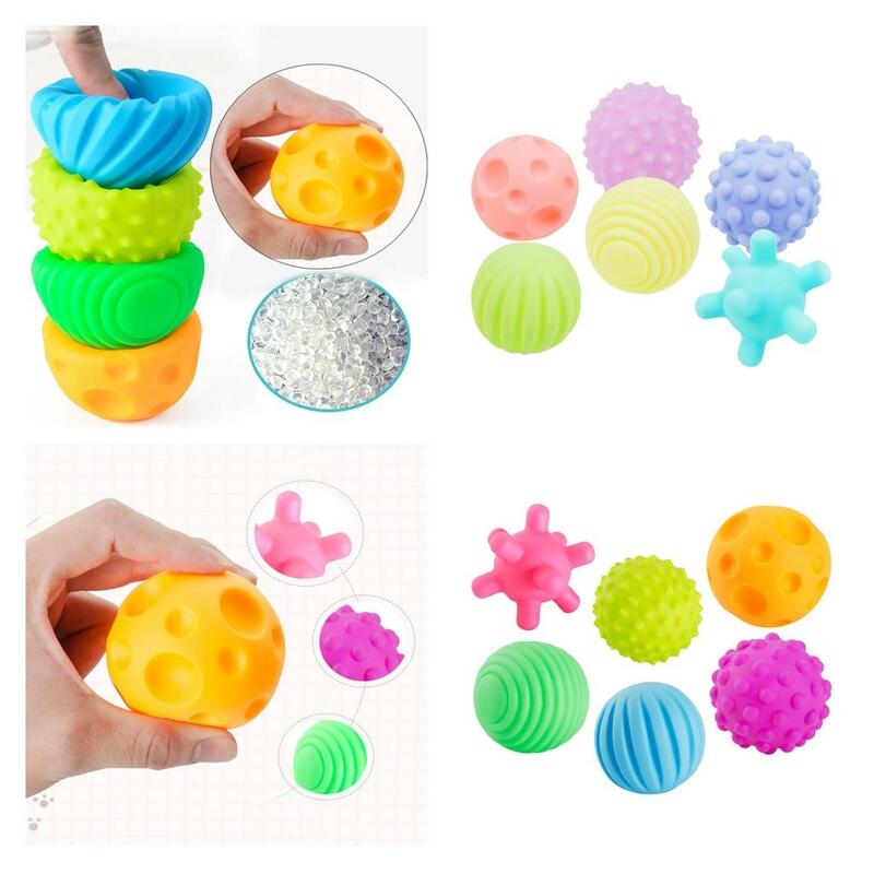 Brinquedo infantil colorido multi-textura, mão tátil-o brinquedo bola, 6pcs