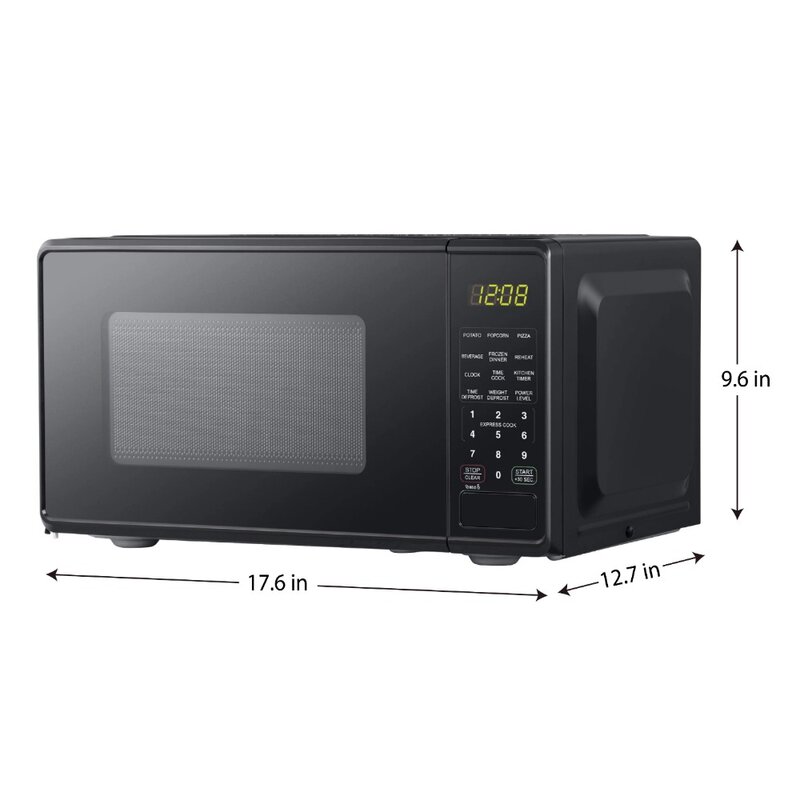 0.7 cu. ft. Countertop Microwave Oven, 700 Watts, Black, New, LED Display, Kitchen Timer, Household Tabletop Microwave Oven