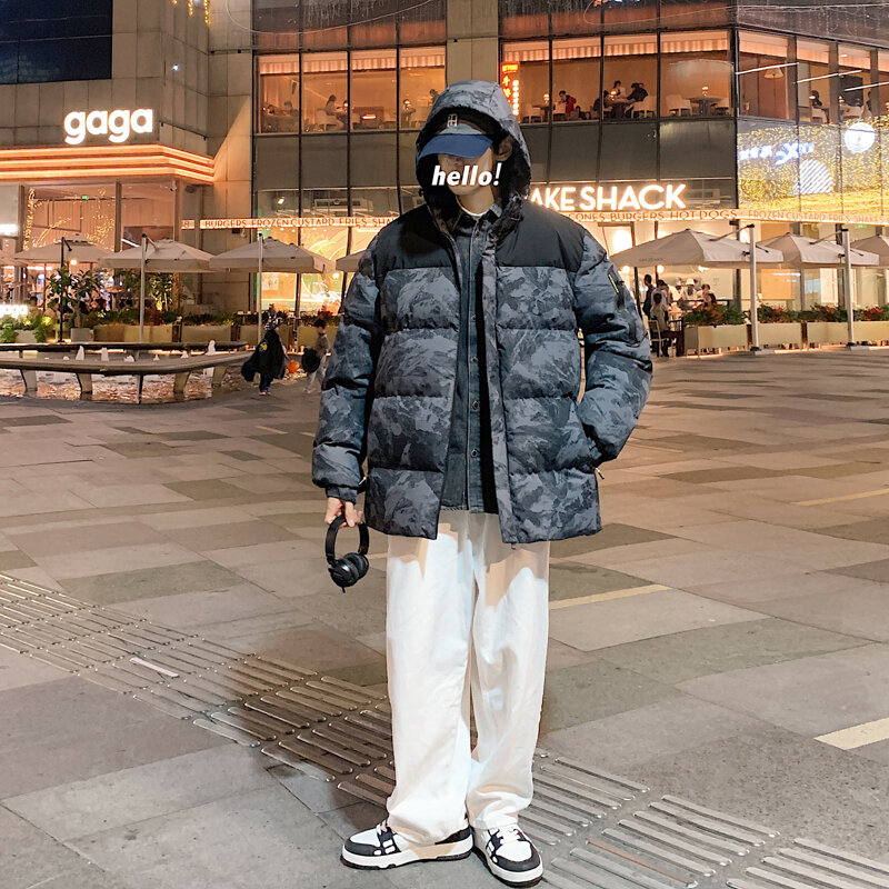 Jaquetas de camuflagem para homens, casaco acolchoado com capuz, quente e espesso, esportes ao ar livre, blusão para inverno, 2023