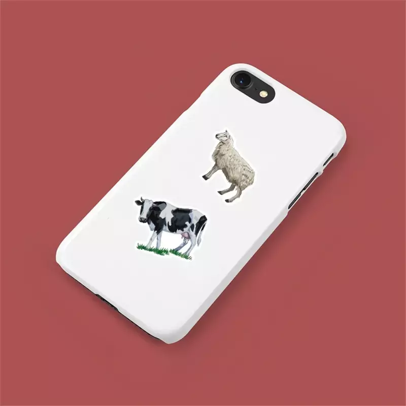 Cute Cartoon Animal adesivos decorativos, fazenda, frango, pato e vaca, guitarra personalizada, presente iPad, atacado, 10 pcs, 30 pcs, 50pcs