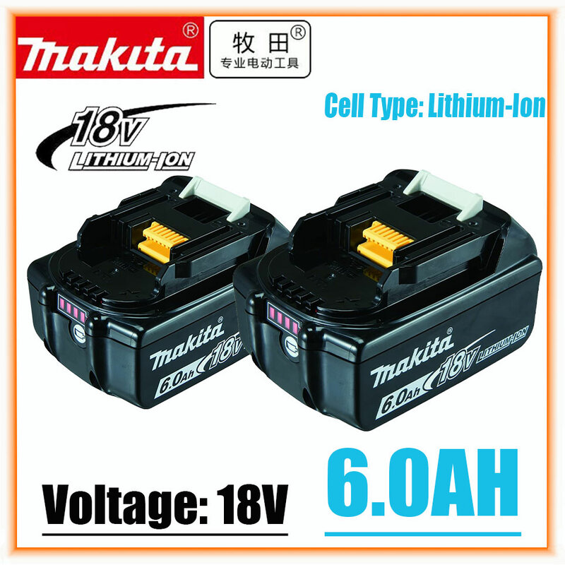 マキタ-オリジナルリチウムイオンバッテリー,充電式18V, 6000mAh, 18V, 6.0Ah,ドリル交換用バッテリー,bl1860,bl1830,bl1850,bl1860b