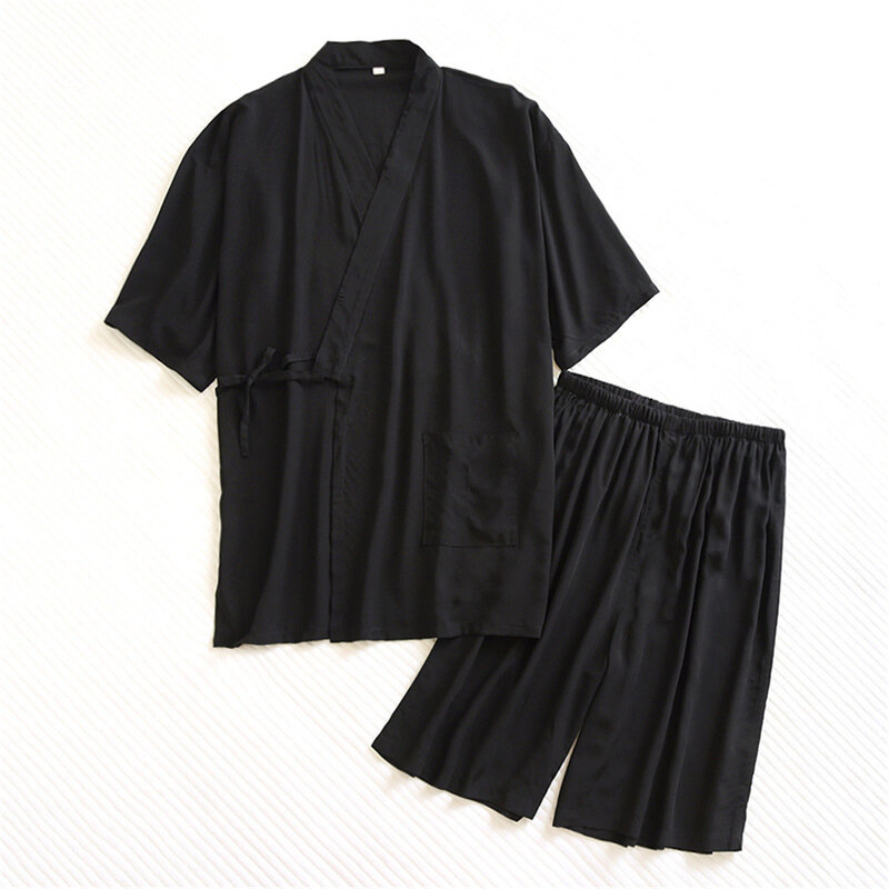 2020 جديد الرجال التقليدية اليابانية منامة مجموعة فسكوزي الألياف رداء السراويل القطنية كيمونو ثوب النوم اليابان نمط لينة ثوب النوم