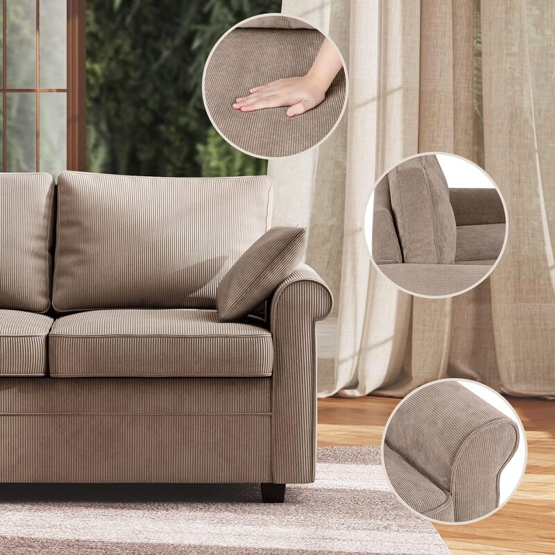 أريكة نوم قابلة للتحويل ، أريكة لوفيزيت مع مرتبة إسفنجية ميموري ، شقة بنية ، مقعدين ، أو"