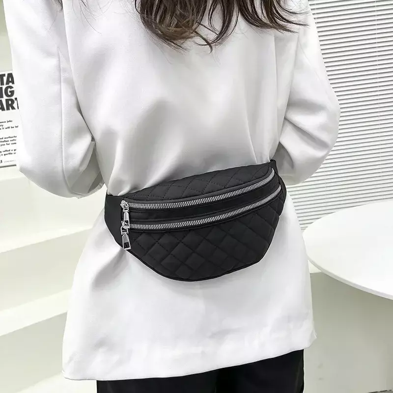 Men Waist Plaid Casual Belly Waist Bags Purse Chest Fashion Handbag Pocket Bag Waterproof Women Unisex Sports Travel Pack Case