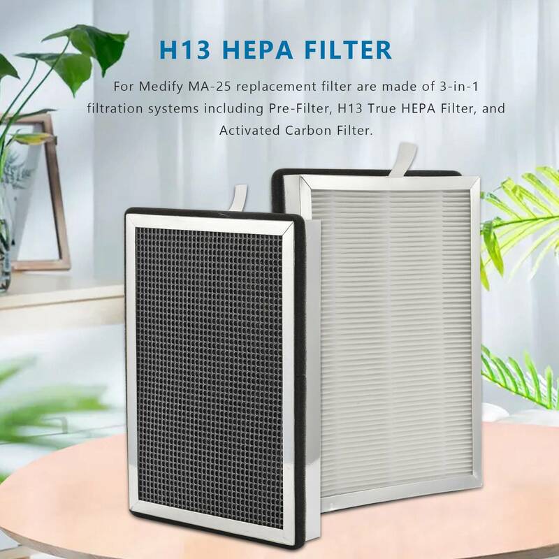 Hepa Filter Ersatz für medify ma-25 Luft reiniger 2er Pack 3 in 1 Filtration True Hepa H13 Filter Vorfilter