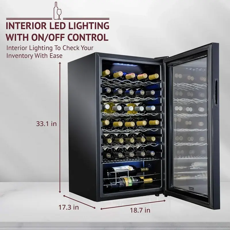Shark-ロック付きワインクーラー冷蔵庫、大型自立型ワインチェガー、デジタル温度、34ボトルコンプレッサー、41f-64f