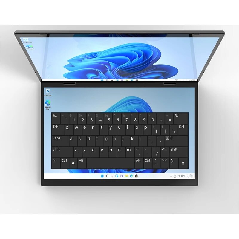 Topton-ordenador portátil L14 con pantalla Dual de 360 °, Tablet PC 2 en 1 con Intel N95 de 12ª generación, 2x14 pulgadas, 2,5 K, IPS táctil, Windows 11, WiFi