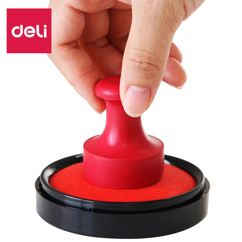 DELI 1Pcs Round Square Inkpad สำหรับปั๊มแห้งเร็วและกันน้ำแสตมป์ Pad สีแดงสำนักงานเครื่องเขียน Finance อุปกรณ์ทนทาน