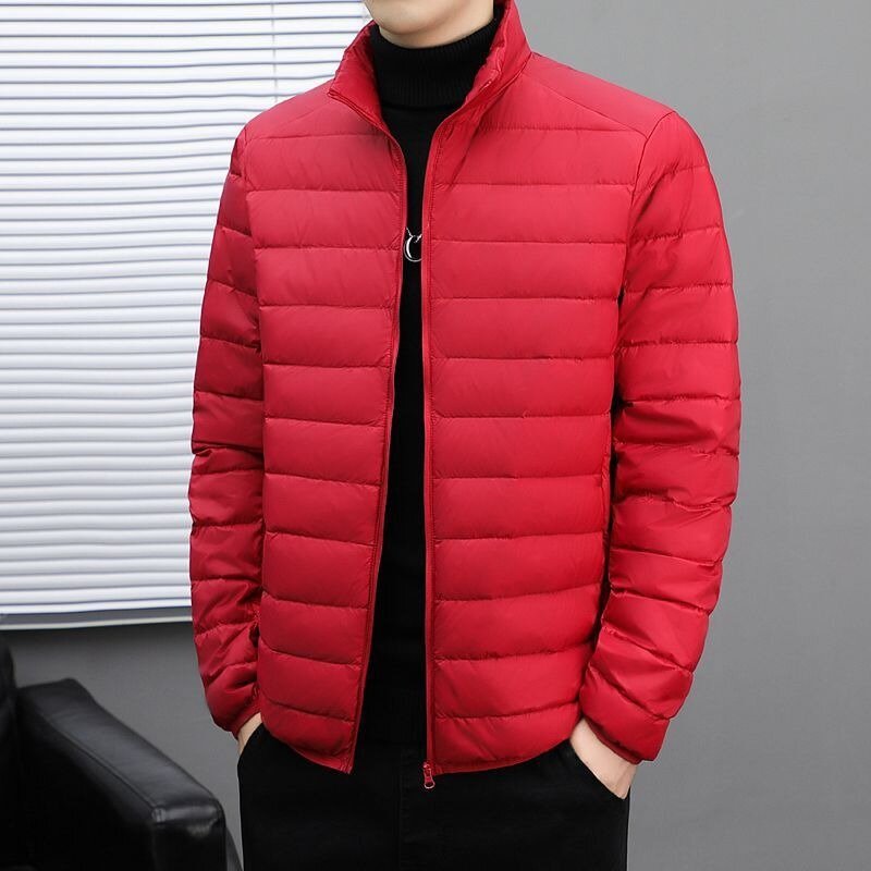 2023 New Men Down Jacket Winter Coat Short Stand Collar Warm Parkas High-end Pure Color Outwear Loose Leisure Overcoat