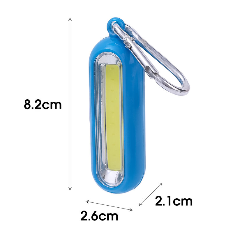 Gantungan kunci LED portabel, Gantungan Kunci lampu COB Mini saku taktis 3 mode, senter bertenaga baterai luar ruangan berkemah, lampu lentera