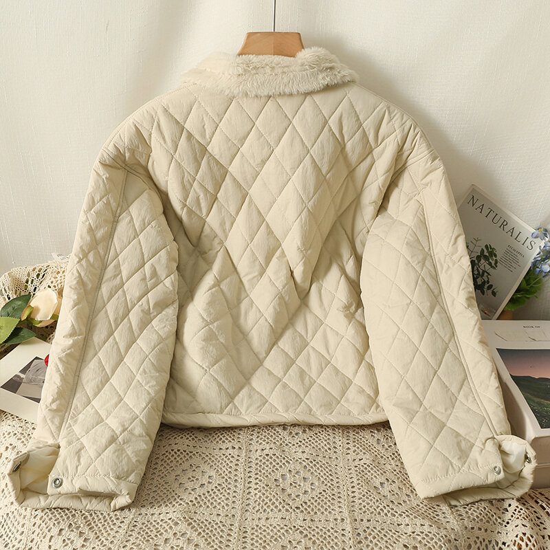 Женское простое хлопковое пальто, осенне-зимняя однобортная свободная Базовая куртка с отложным воротником