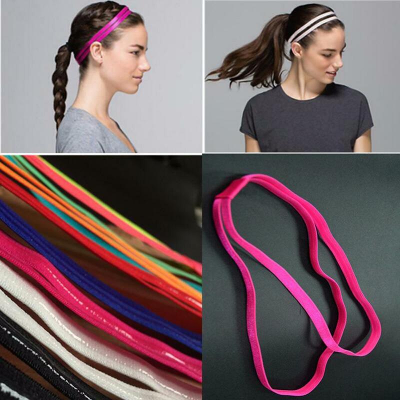 Женская противоскользящая Двухдиапазонная лента, 1 шт., эластичная повязка на голову, аксессуары для волос для йоги, бега, фитнеса