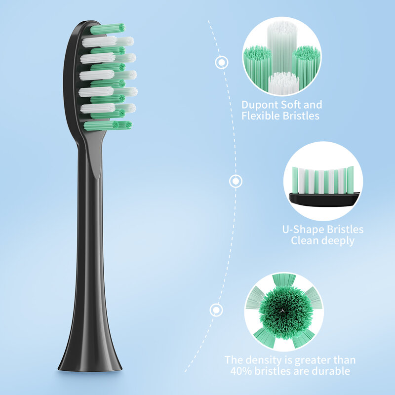 Electric Sonic Toothbrush USB Charge Rechargeable Waterproof Sonic 5 Modes Electronic Tooth Travel 8 Brushes Replacement Heads