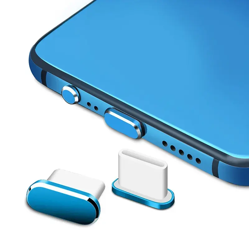 2 buah colokan debu 15PM logam untuk iPhone 15 Pro Max 15Plus USB Tipe C Charge Port Plug Stopper ponsel tipe C tutup pelindung