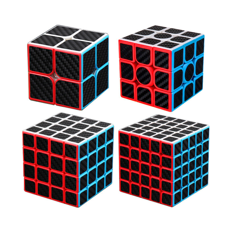 Kostka naklejki z włókna węglowego magiczna kostka 2x2 3x3 4x4 5x5 Twist piramida lustro prędkość Cubo Magico Puzzle szalone zabawki Educ zabawka