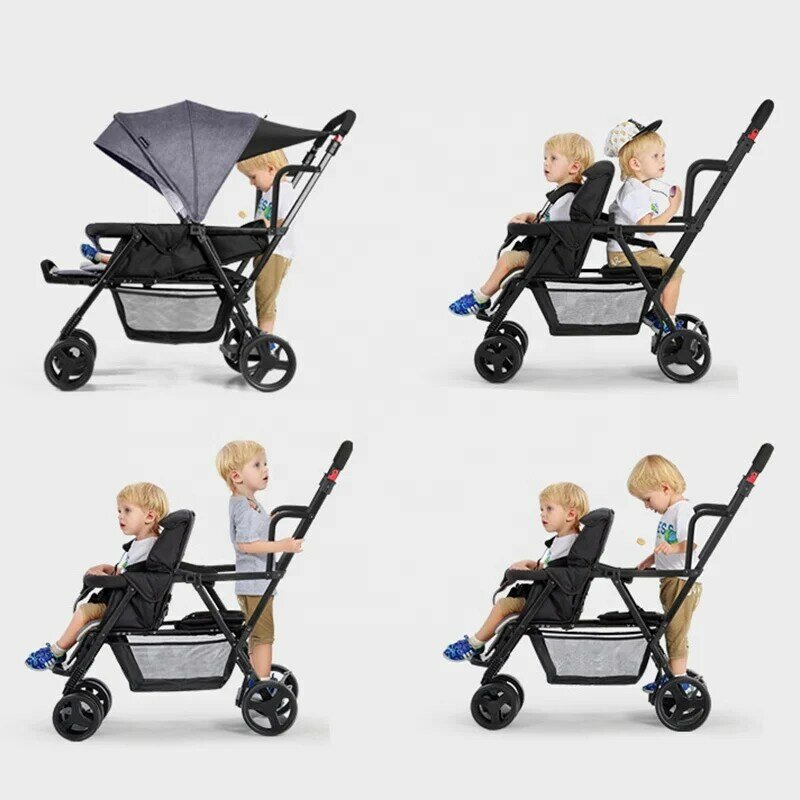 Poussette jumelle pliable légère, chariot de voyage pour bébé, deuxième enfant, famille, origine violette, populaire, prix bon marché, 2023