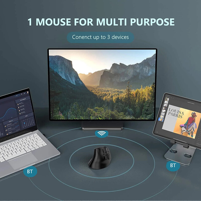 Вертикальная беспроводная мышь Seenda, Bluetooth 5,0 3,0, мышь для планшета, ноутбука, ПК, Mac, iPad, перезаряжаемая эргономичная игровая мышь 2,4G USB
