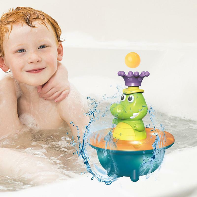 Juguete de rociador de agua para baño de niños, lindo aspersor de cocodrilo giratorio, piscina flotante, bañera de baño, juguetes para bebé