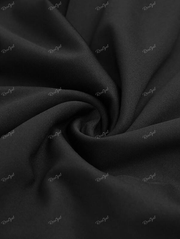 Rosegal เสื้อยืดคอกลมทรงสี่เหลี่ยมยืดสูงสำหรับผู้หญิงสีดำเย็บปะติดโซ่แบบกอธิคขนาดใหญ่พิเศษ
