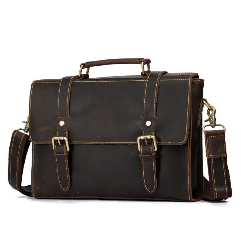 Ручной работы винтажный мужской деловой портфель кожаная сумка-мессенджер из воловьей кожи простая сумка через плечо