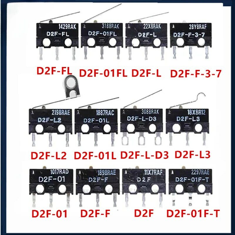 Microinterruptor de carrera Original, 2 piezas, 5 piezas, D2F-L, L2, L3, 01L, L-D3, 01F-T, FL, 01FL, L, D2F-F-3-7, D2F-5, 5L, D2F-F, D2F-01F-T