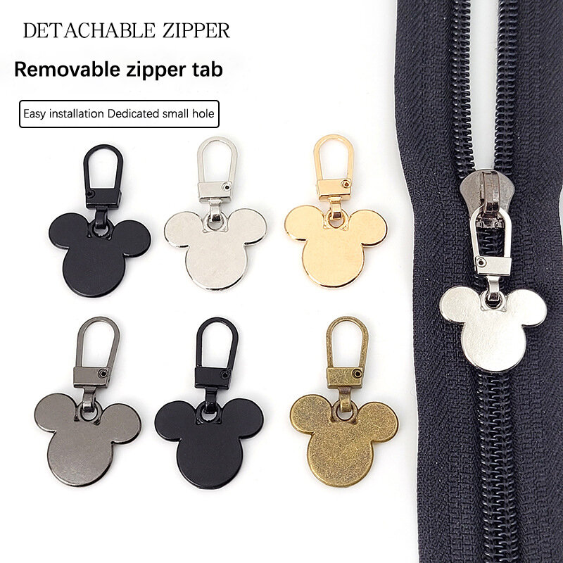 5PCS Detachable Zipper Puller Tab Small Hole Cartoon Multi-functional Bag School Bag Clothes Universal Zipper Alloy Zipper Head