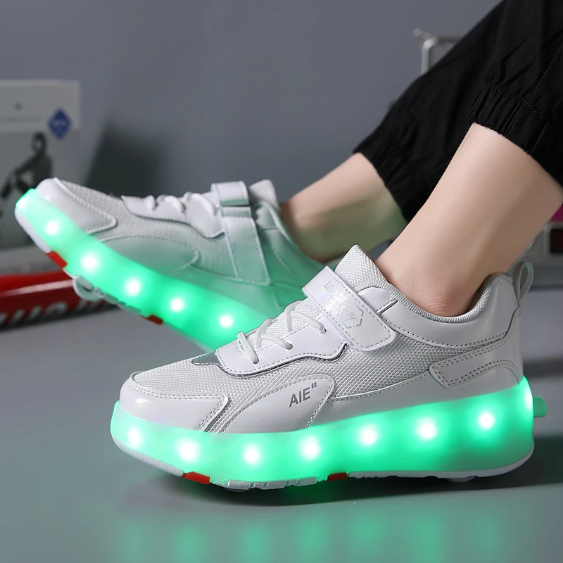 Światło Led buty rolki chłopców dziewcząt Fahion sportowe trampki prezent urodzinowy dla dzieci buty do jazdy na łyżwach dziecięce obuwie błyskowe