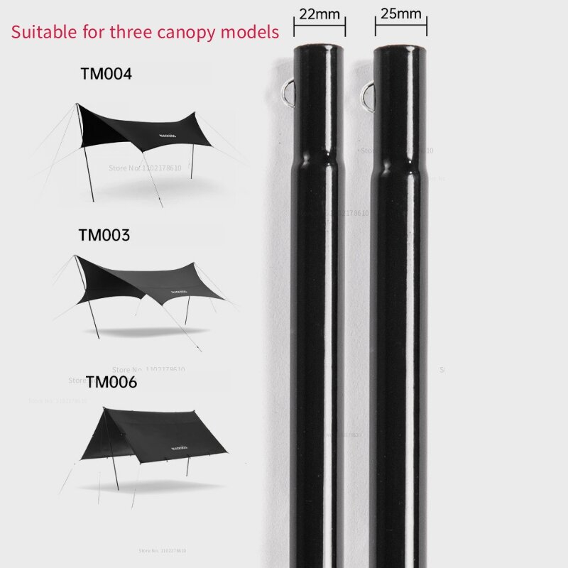 Naturehike-Blackdog Tubo di ferro telescopico a 4 sezioni  Pali del baldacchino  Palo di sostegno portatile di campeggio all'aperto 1pcs asta di estensione della tenda