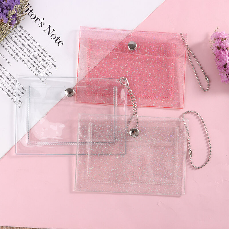 1Pc Women's Credit Card Holder Wallet Fashion Transparent Waterproof PVC Business Card ID Card Wallet Girl Coin Purse Bag