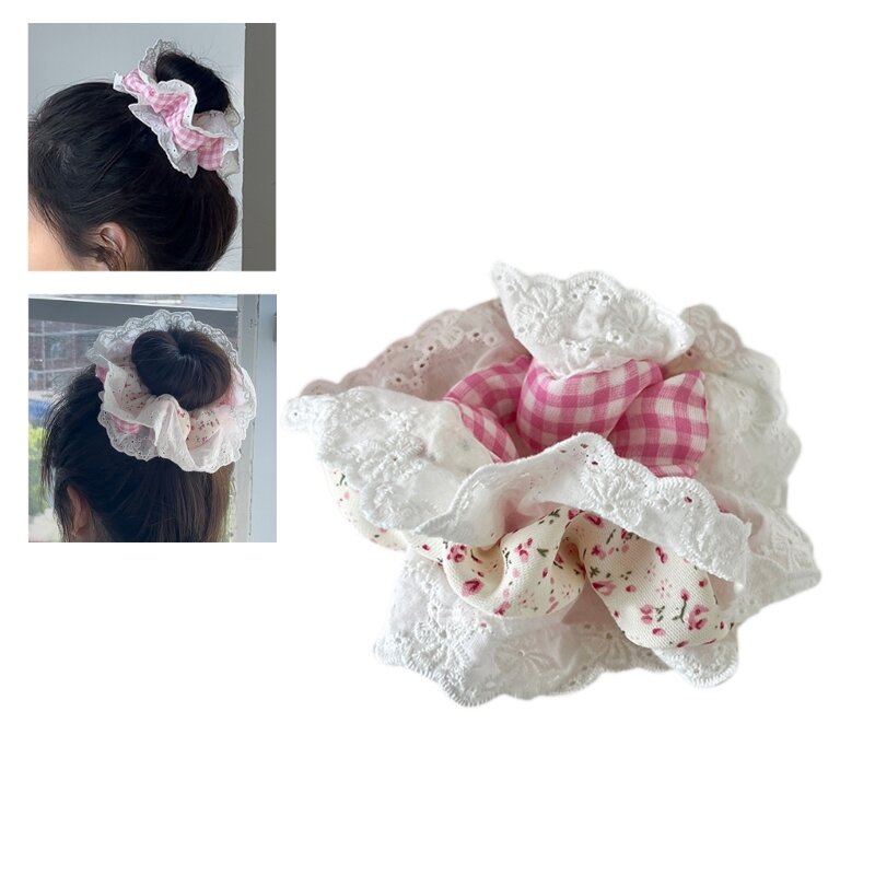 Girl Hair Ring Pink Lace Party Background Decoration Household Accessory