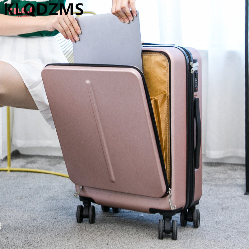 Новый высококачественный чемодан KLQDZMS для мужчин и женщин, универсальный беззвучный чемодан с передней крышкой, большой вместимости, 20 дюймов 24 дюйма