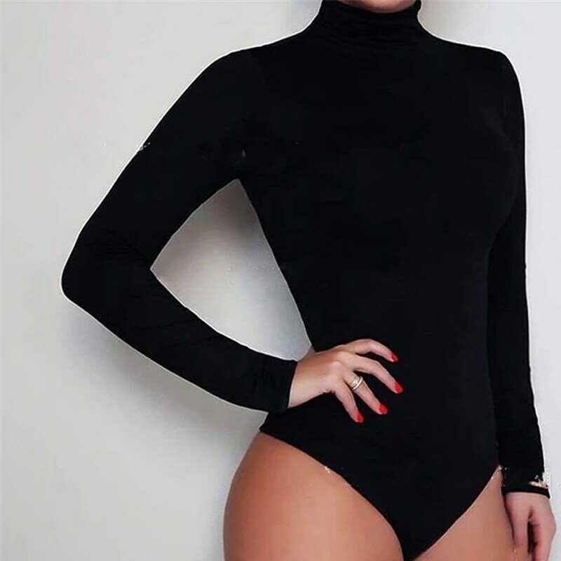 Dolcevita manica lunga solido bianco Sexy Body donna nero autunno inverno Body Top grigio Casual Lady Streetwear Body