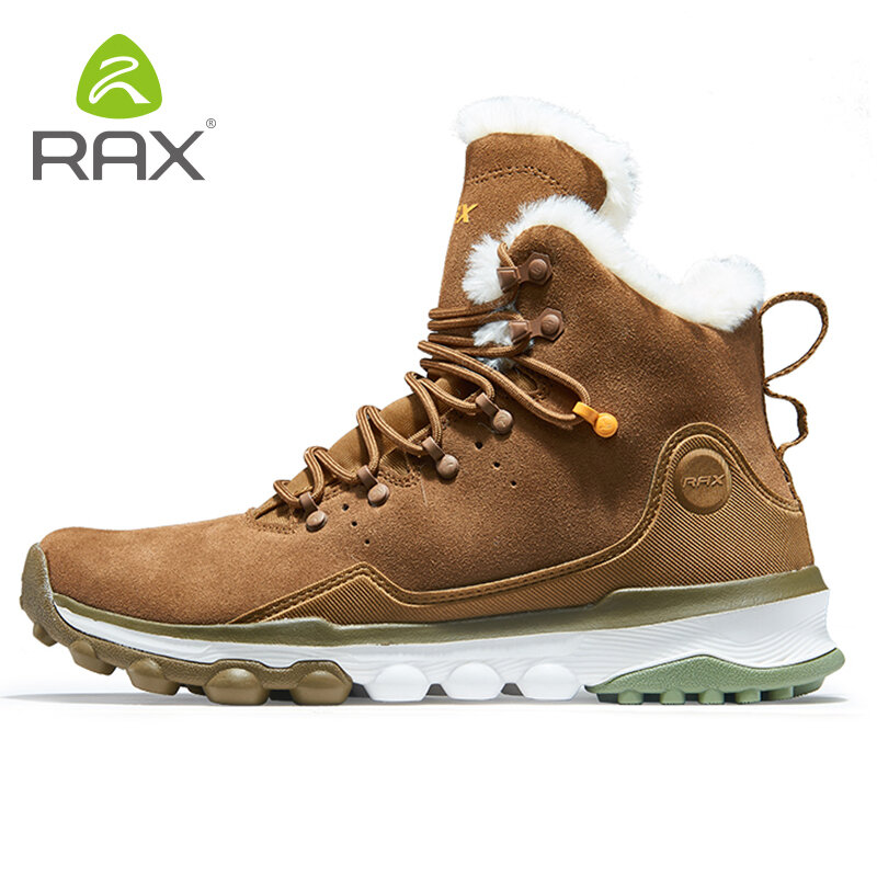 RAX-zapatos de senderismo impermeables para hombre, zapatillas de nieve para exteriores, botas de nieve de felpa para montaña, calzado para correr y turismo al aire libre, Invierno
