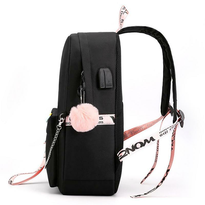 Школьный портфель с USB-портом для зарядки, милая вместительная сумка на плечо для студентов с рассеянным демоном, дорожная уличная сумка для ноутбука на молнии