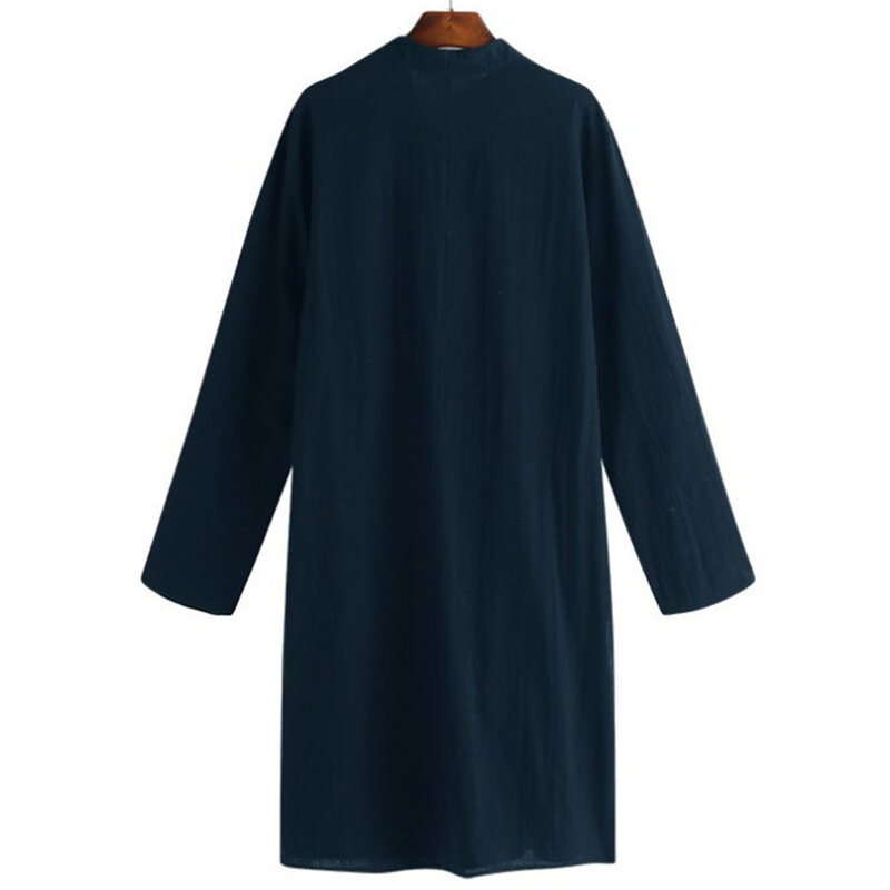 New Saudi Style Mid Length Tops Men Muslim Robe Pakistan Islamic Clothing Prayer Robe Afghanistan Solid Color Breathable Robe