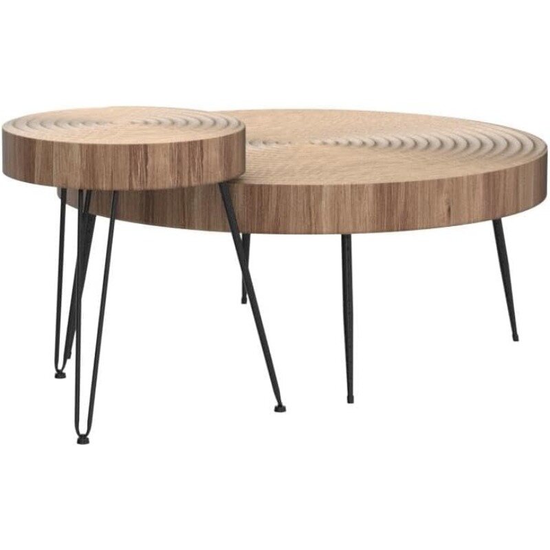 Круглый Кофейный Столик В фермерском стиле из 2 предметов, набор коктейльных столов, современный круглый кофейный столик из натурального дерева