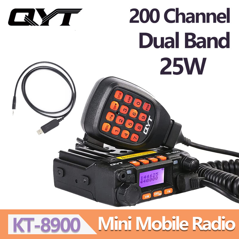 QYT KT-8900 25W Mini Mobile Radio Dual Band kualitas tinggi VHF UHF 136-174 & 400-480MHz Ham Radio