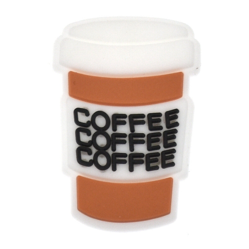 Coffee Cup PVC Series, Decorações Sapato Charm, Fivelas Acessórios para Tampo, Pulseira, Caixa de Lápis, Strpipe, Presente para Homens e Mulheres