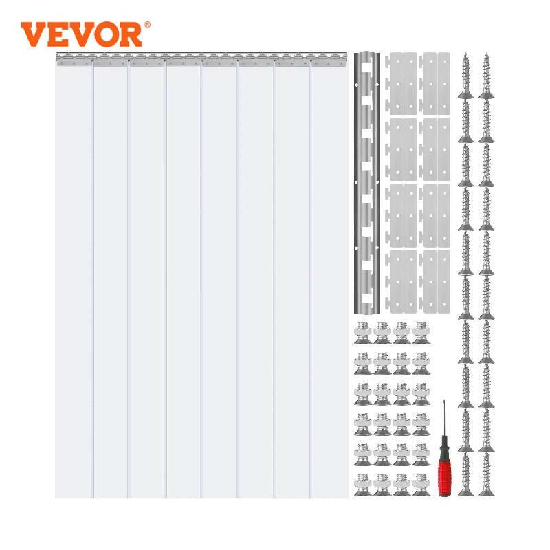 VEVOR Rideau à Lanière PVC 122x244 cm Rideau à Lamelles Transparent Porte Bandes Plastique Épaisseur 2 mm Support Résistant -20℃ à 60℃ Mètre de 3 m pour Portes de Supermarchés Magasins Garages Usines