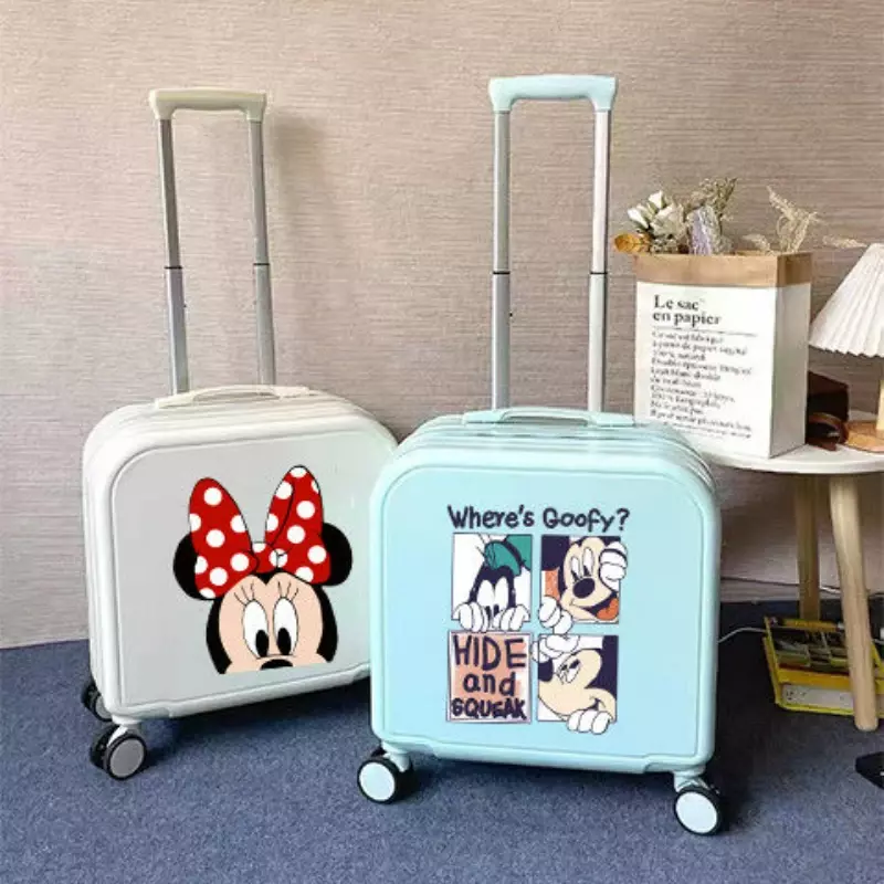 Disney Cartoon rolando bagagem para crianças, senha, mala de viagem sobre rodas, presente infantil, meninos e meninas