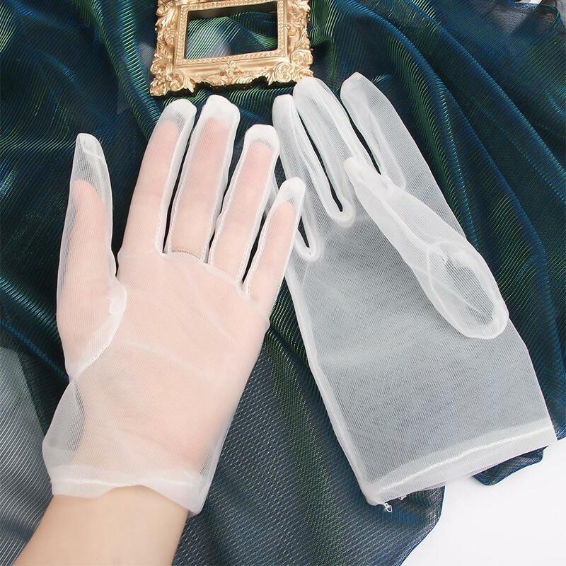 Женские винтажные элегантные черные белые марлевые Короткие перчатки сексуальные прозрачные сетчатые ультратонкие перчатки для фото аксессуары