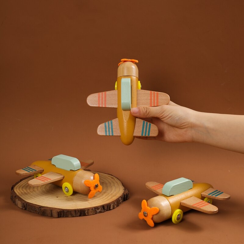 Chimbetant-Modèle d'avion en bois pour bébé, jouets d'avion pour bébé, cadeaux d'anniversaire pour garçon et fille